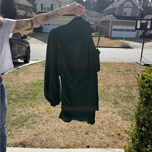 Chic One-Shoulder Green Dress